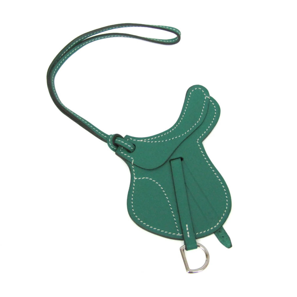 Hermes Paddock Cell Saddle Bag Charm Keyring (Green)